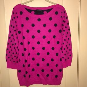 Pink and Navy Polka Dot Sweater
